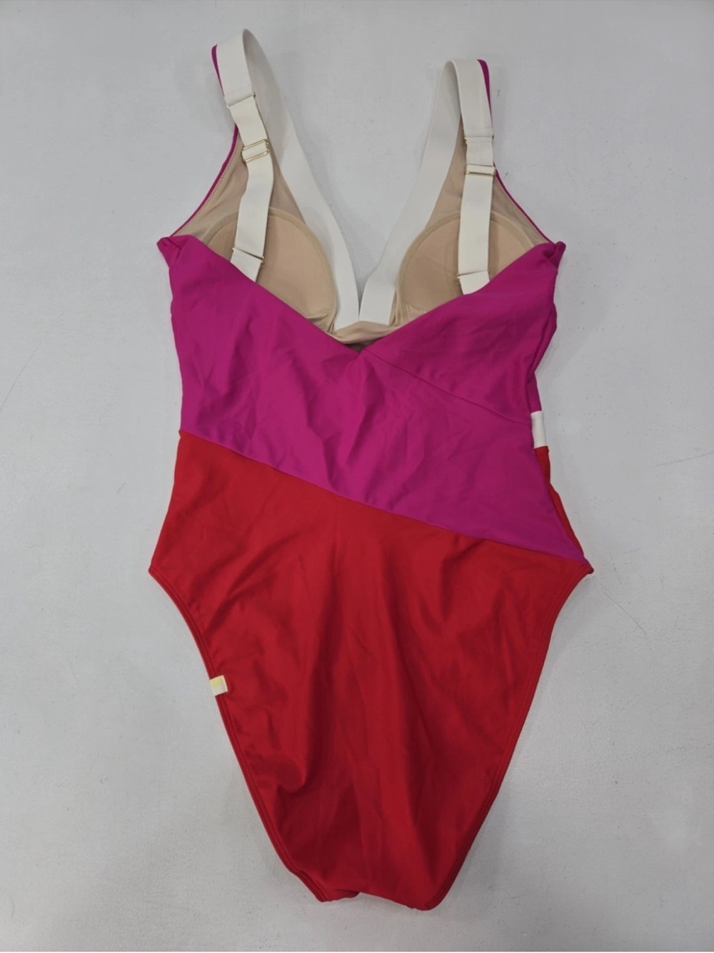 summersalt Pink and Red One-Piece Swimsuit with White Trim - Picture 2 of 6